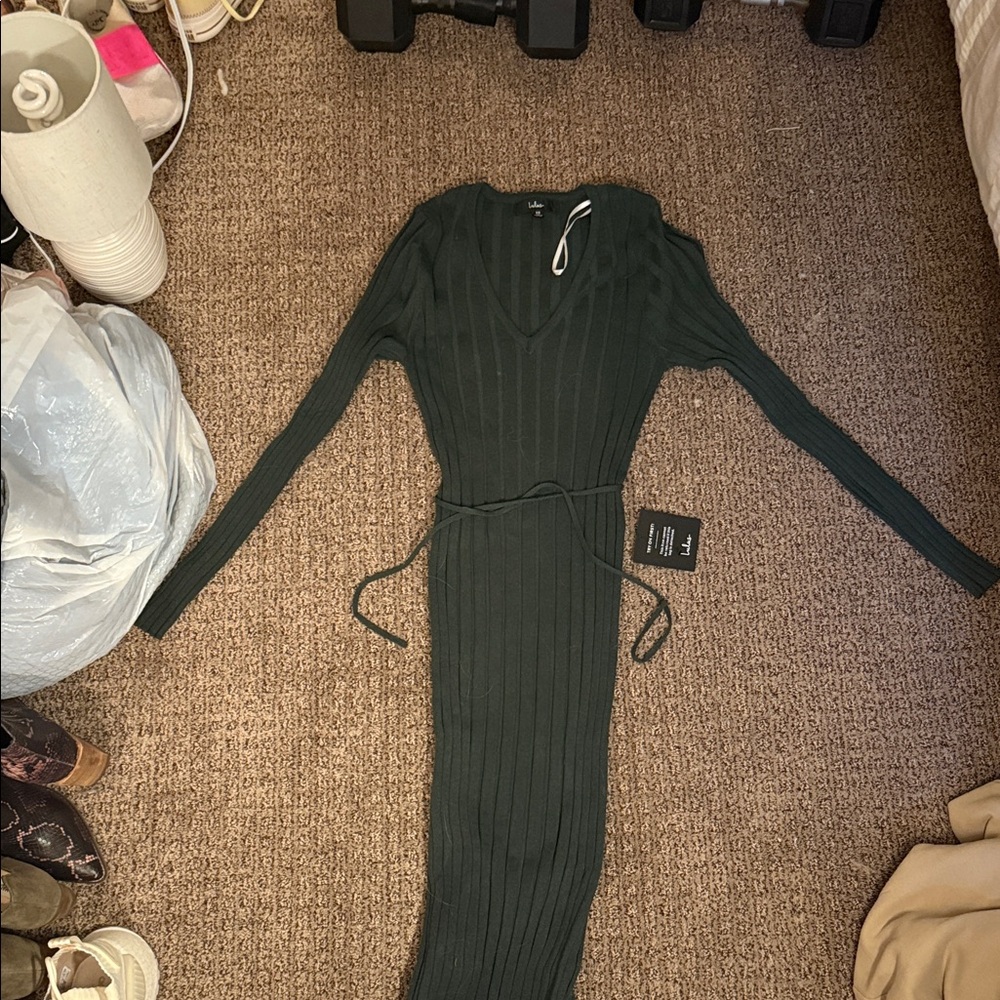 Lulu's Dark Green Long Sleeve Dress